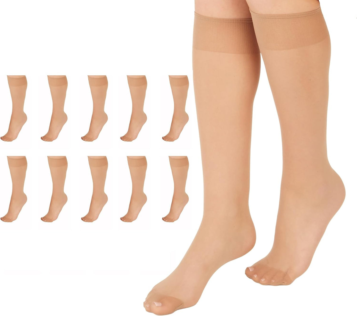 L'eggs Everyday Knee High Stockings, Nude, Pack of 10