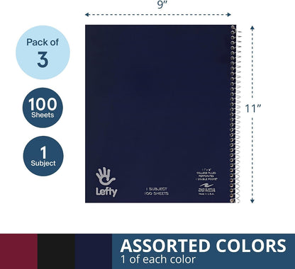 Roaring Spring Lefty Spiral Notebook, 3 Pack, 100 Sheets, College Ruled - view 2