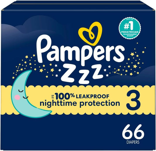 Pampers ZZZ Overnight Nappies Size 3 (13-26 lbs), 66 Count