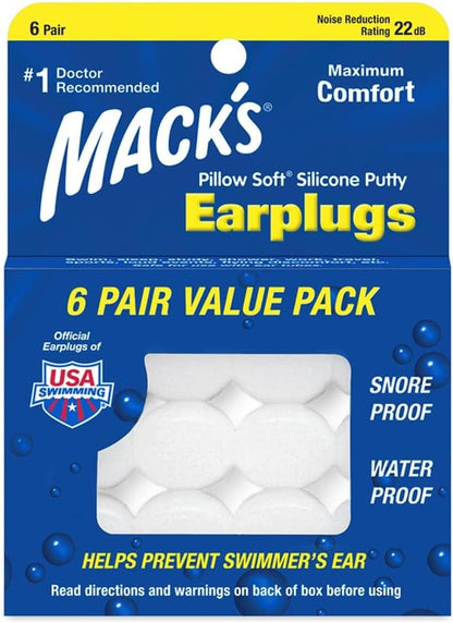 Mack's Pillow Soft Silicone Earplugs, 6 Pairs (12 Count)