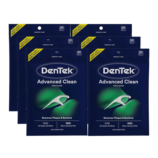 DenTek Triple Clean Advanced Clean Floss Picks, 90 Count, Pack of 6