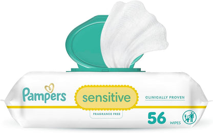 Pampers Sensitive Fragrance-Free Baby Wipes, Pop-Top Pack, 56 Count