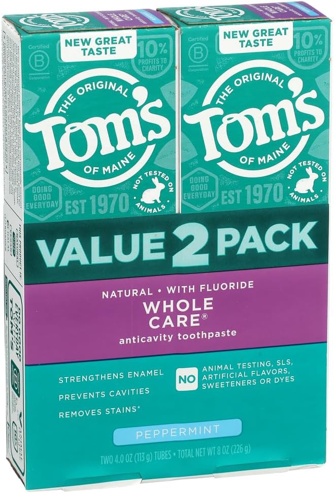 Tom's of Maine Whole Care Fluoride Toothpaste, Peppermint, 4 oz, Pack of 2 - view 3
