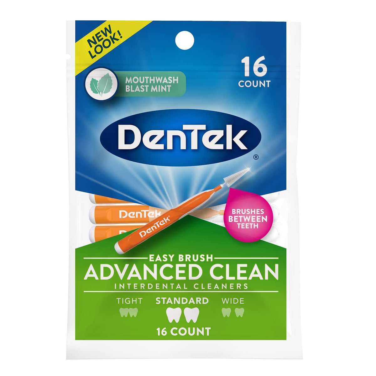 DenTek Easy Brush Interdental Cleaners Standard Mint, 16 Count, Pack of 2 - view 2