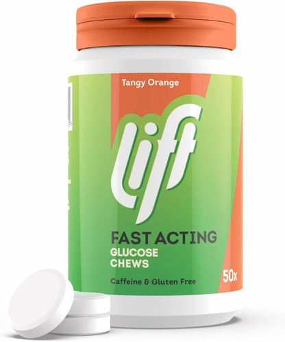 Lift Fast Acting Glucose Chewable Tablets Orange, 50 Count x 6