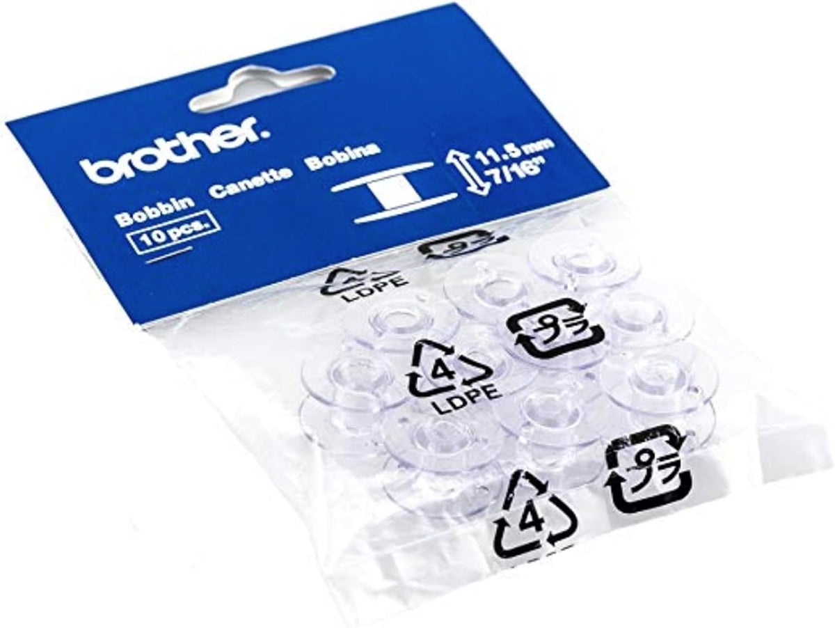Brother Clear Sewing and Embroidery Bobbins SA156, 11.5 mm, Pack of 10