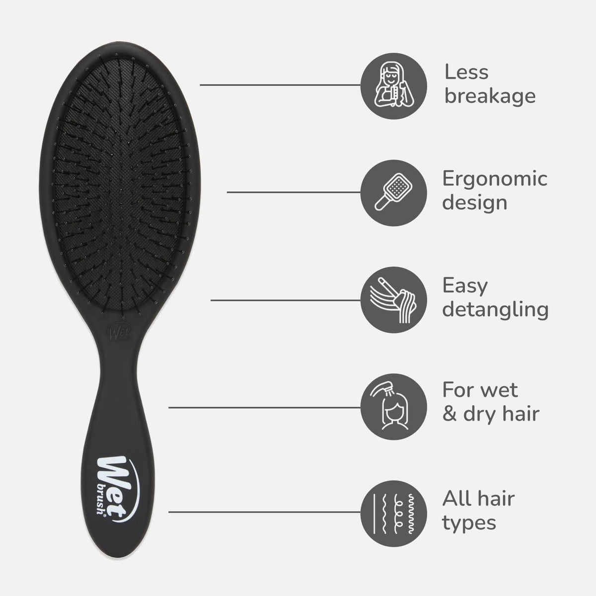 Wet Brush Original Detangler Hair Brush, Black Frost - view 4