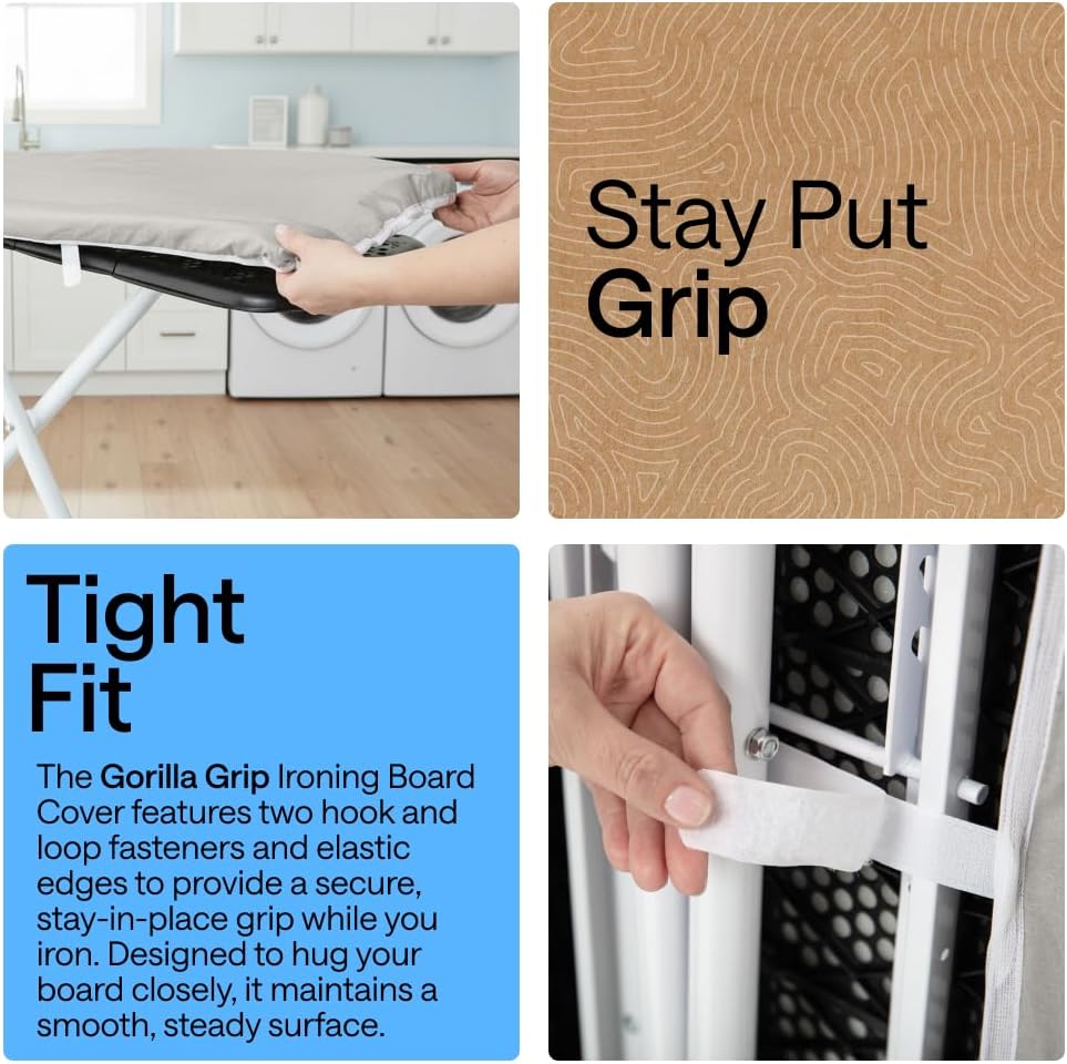 Gorilla Grip Padded Ironing Board Cover, 15 x 54 Inch, Silver - view 3
