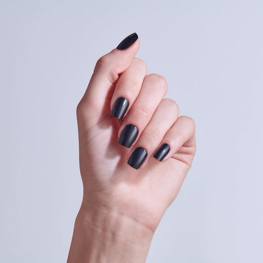 Kiss Core Color Press On Nails Photogenic, Black, Short Squoval, 32 Count - view 2