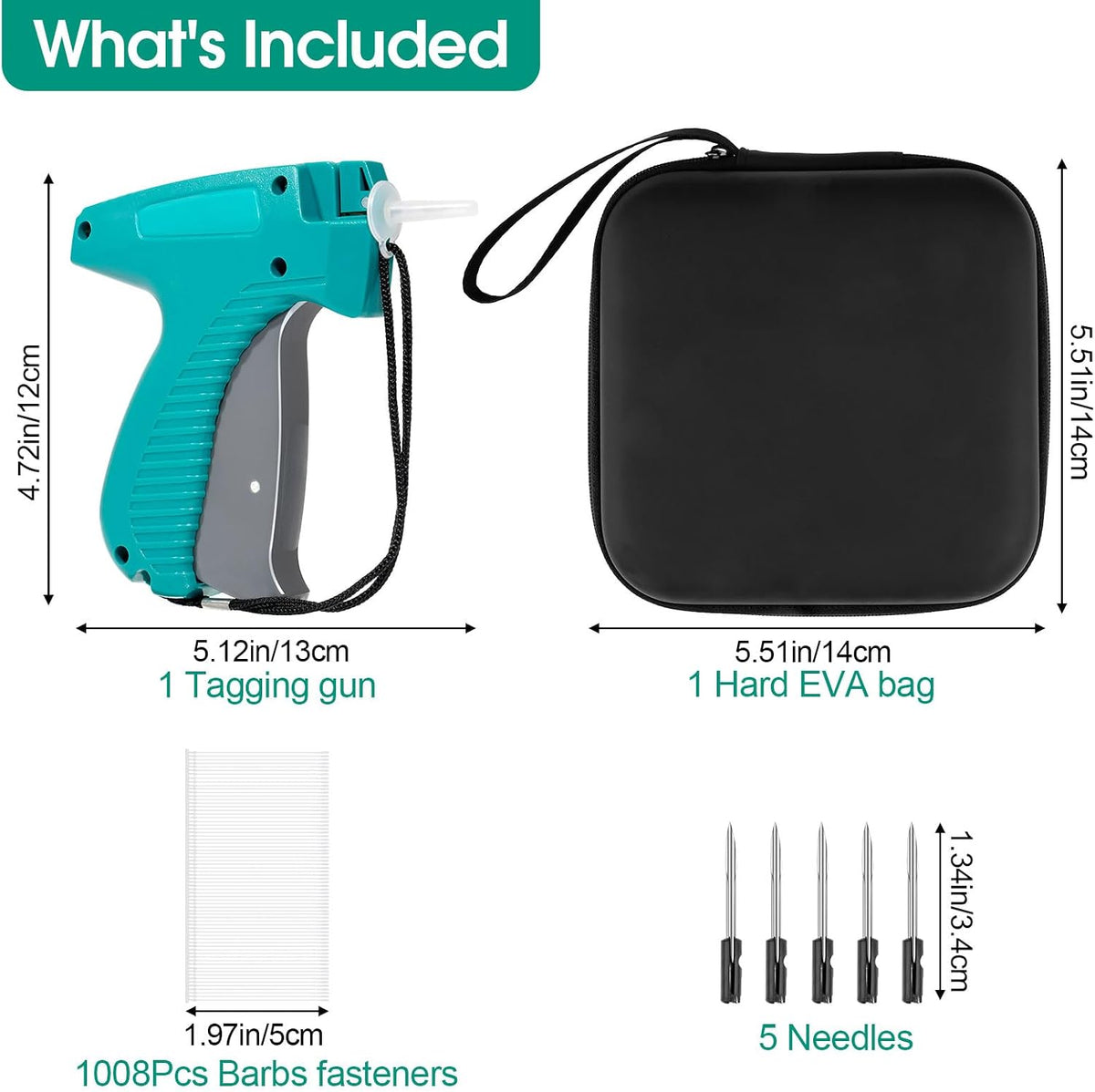BEVTEE Price Tag Gun for Clothes with 1008 Fasteners, Green - view 2