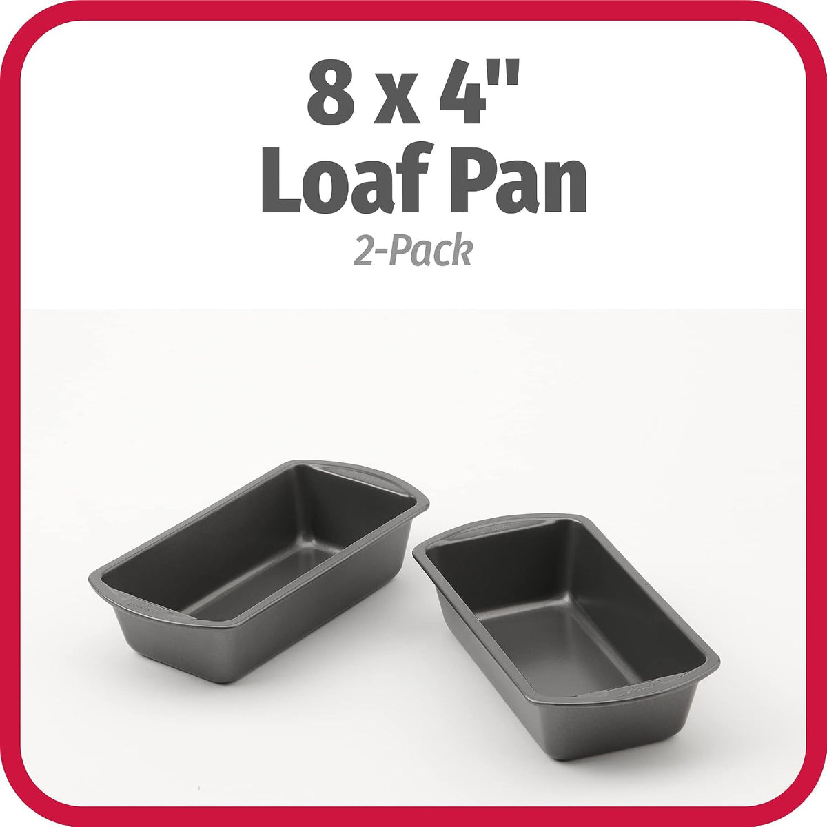 GoodCook Nonstick Loaf Pans, 8 x 4 Inch, Heavy-Duty Steel, Set of 2, Gray — alternate product view