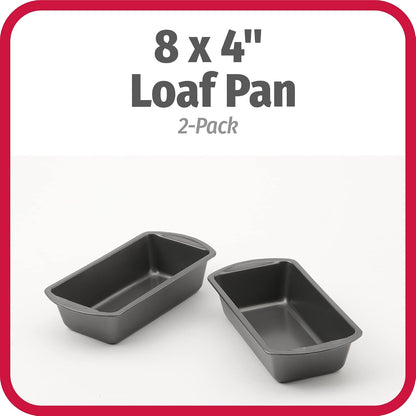 GoodCook Nonstick Loaf Pans, 8 x 4 Inch, Heavy-Duty Steel, Set of 2, Gray - view 2