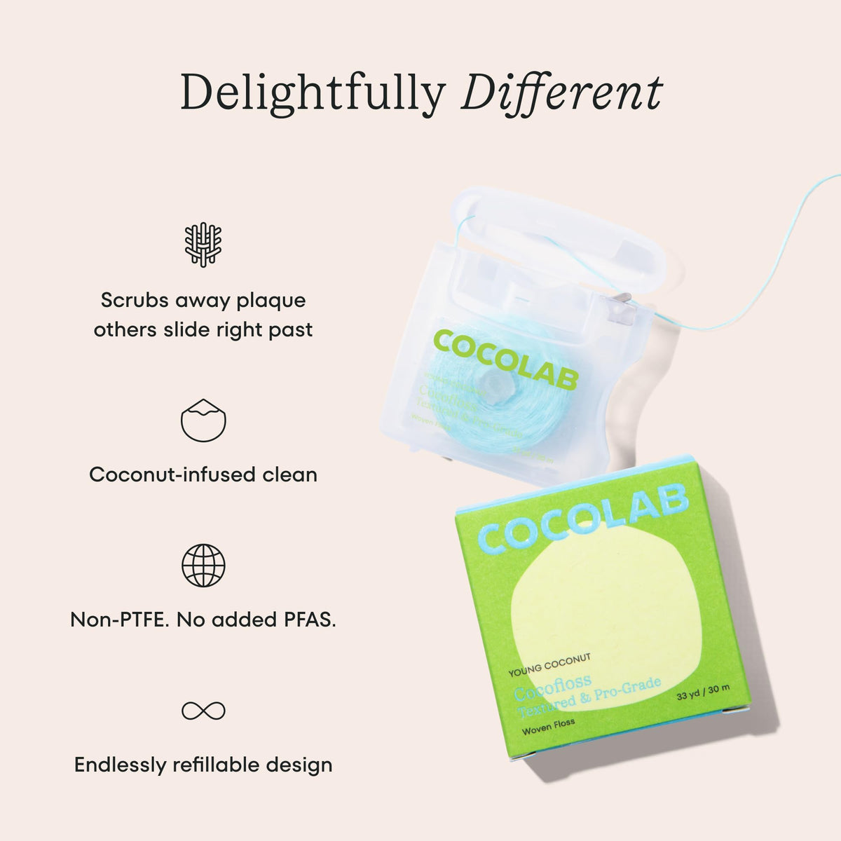 Cocofloss Expanding Woven Dental Floss, Coconut, 33 Yards (30 m) - view 2
