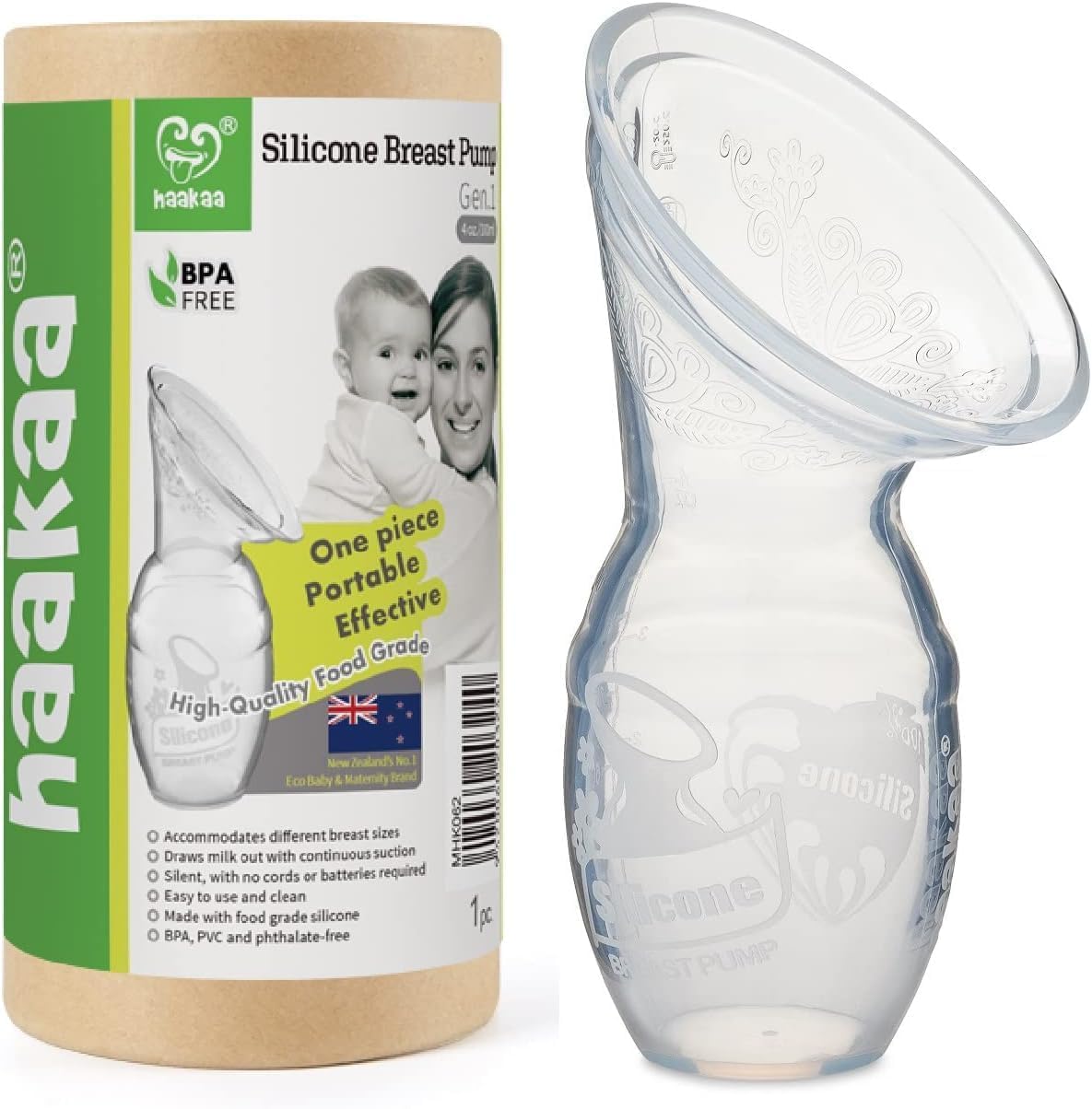 Haakaa Silicone Manual Breast Pump, 4 oz (120 ml) — product view