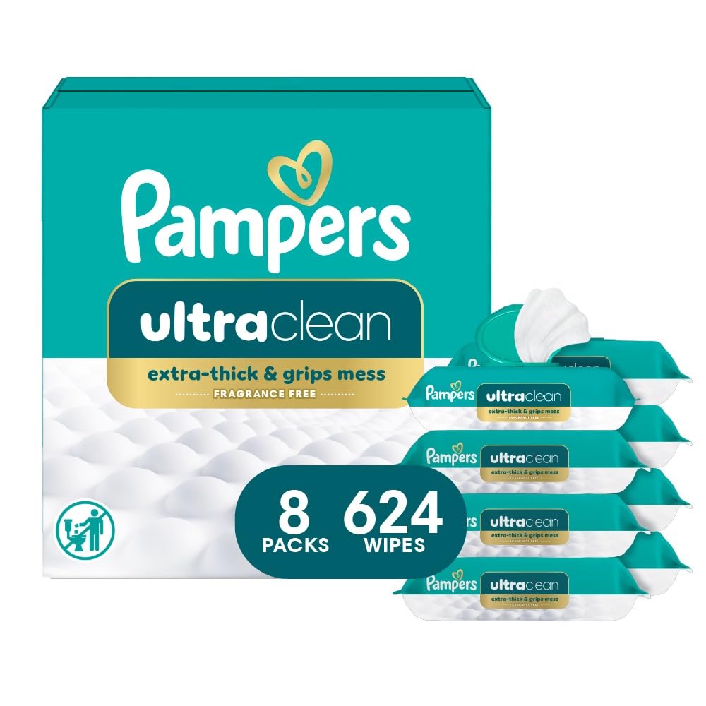 Pampers Ultraclean Baby Wipes, Unscented, 624 Wipes (8 Packs)