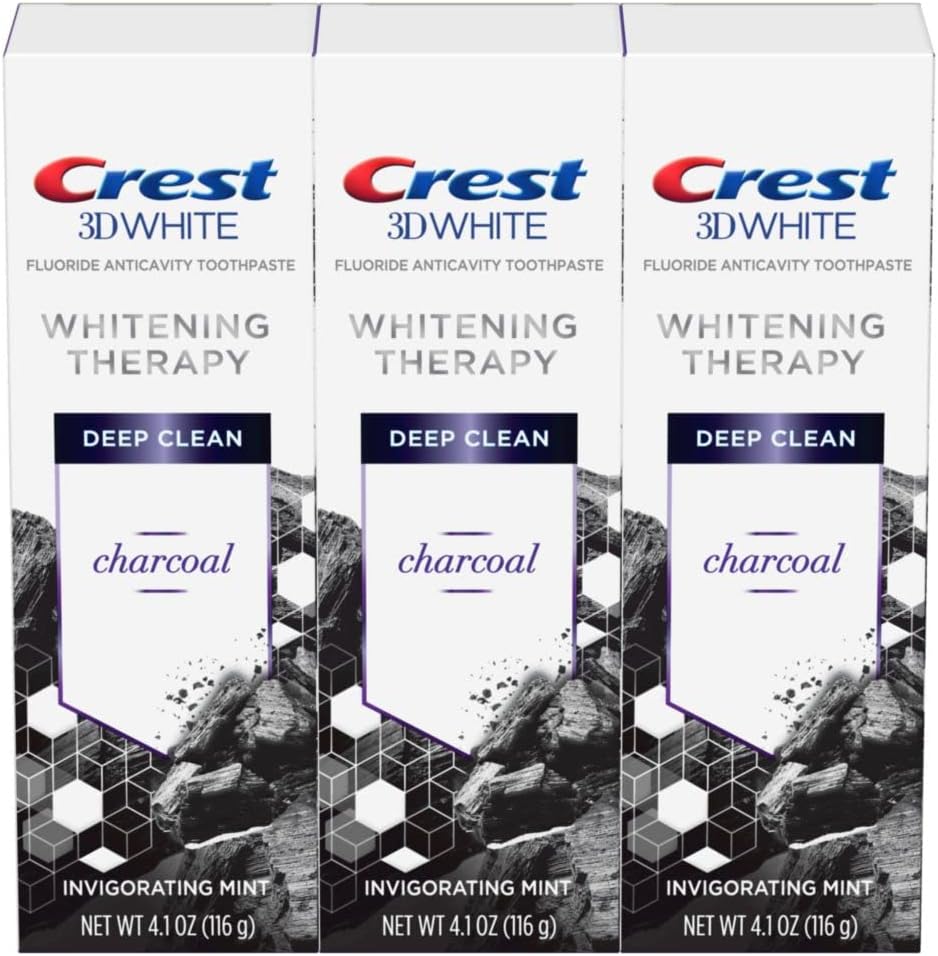 Crest 3D White Whitening Therapy Charcoal Toothpaste 116 g (4.1 oz), Pack of 3 — product view
