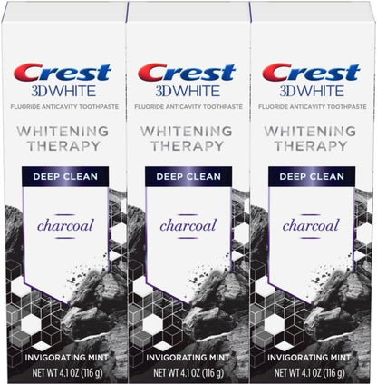 Crest 3D White Whitening Therapy Charcoal Toothpaste 116 g (4.1 oz), Pack of 3