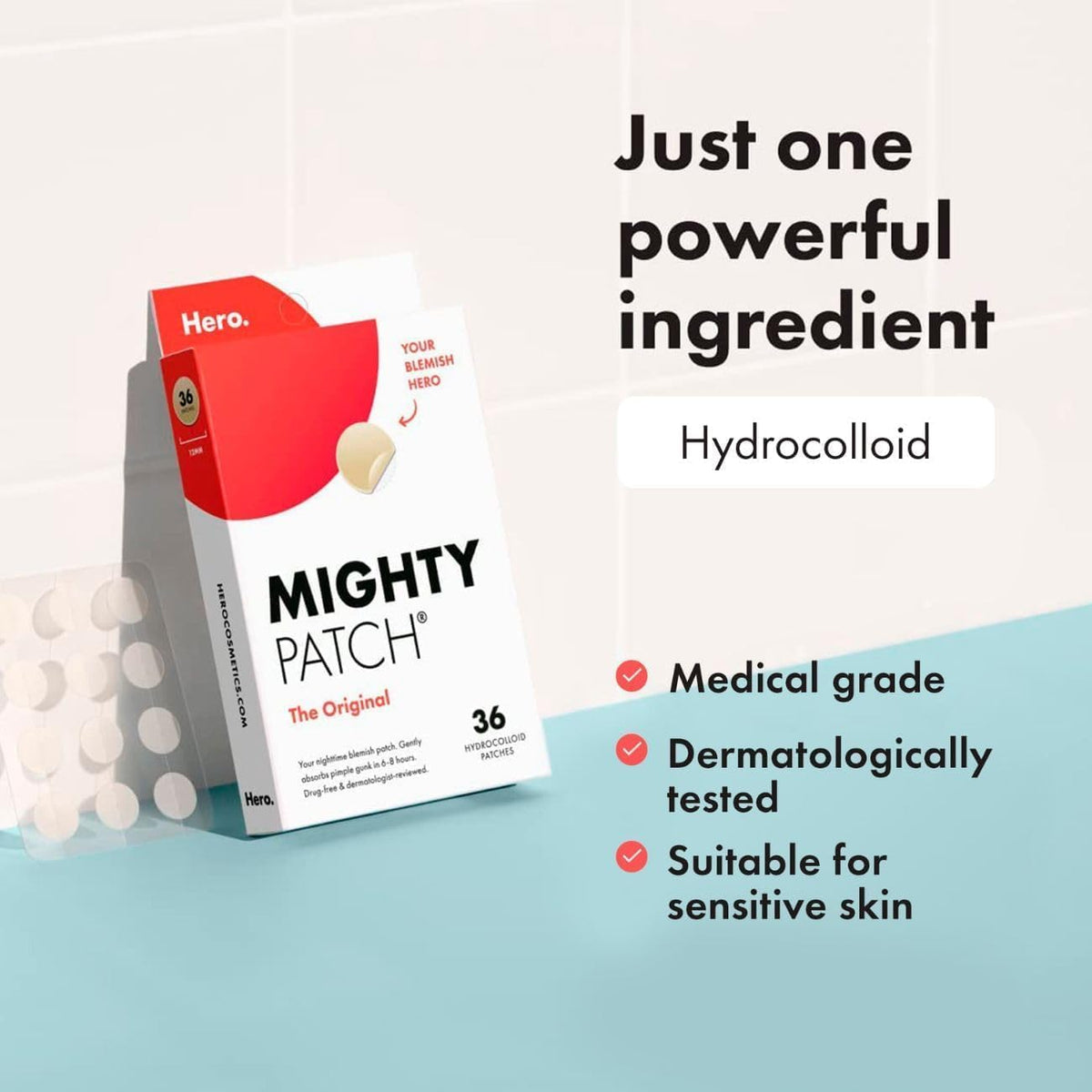 Hero Mighty Patch Original Hydrocolloid Pimple Patches, 72 Count - view 5