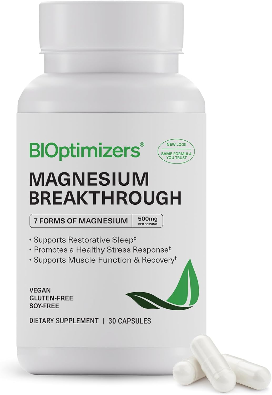 BIOptimizers Magnesium Breakthrough 500 mg, 7 Forms, 30 Capsules