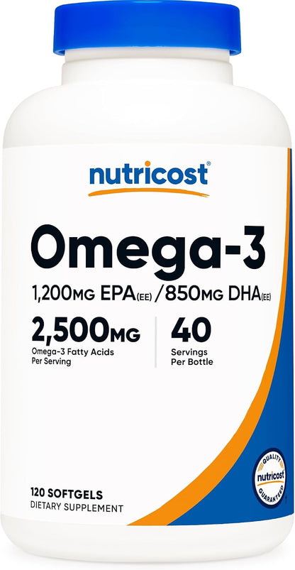 Nutricost Omega 3 Fish Oil 2500 mg, 120 Softgels