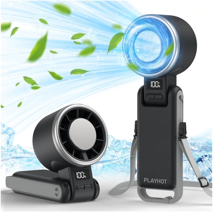 PlayHot Portable Handheld Cooling Fan, Rechargeable, 5 Speeds — product view
