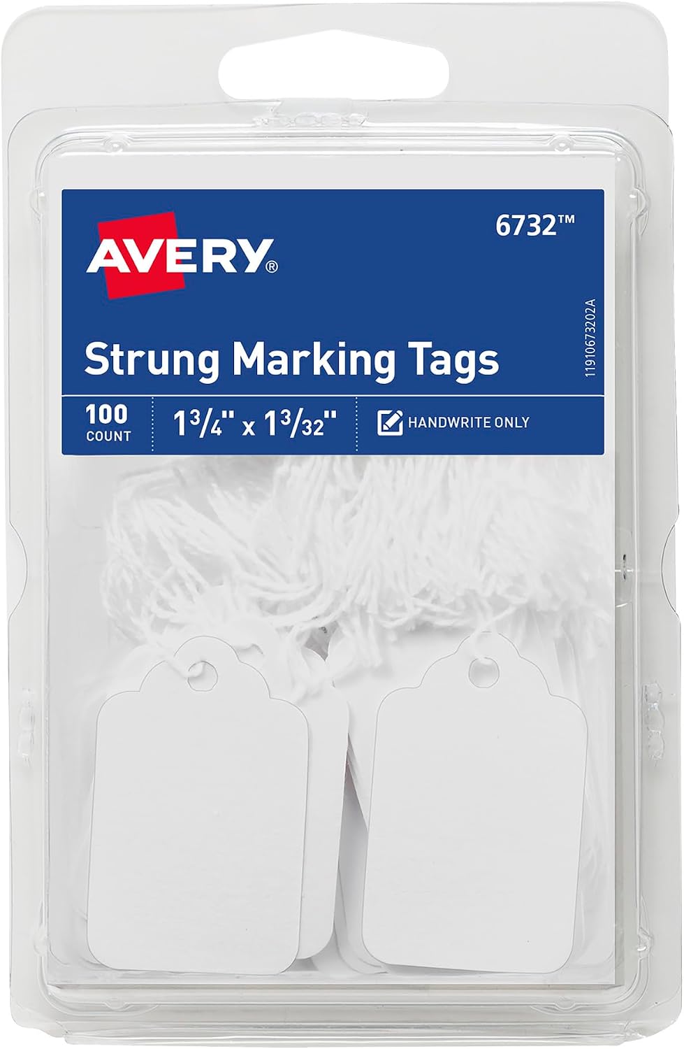 Avery Strung Marking Tags with String Attached, 1.75 x 1.09 Inches, Pack of 100