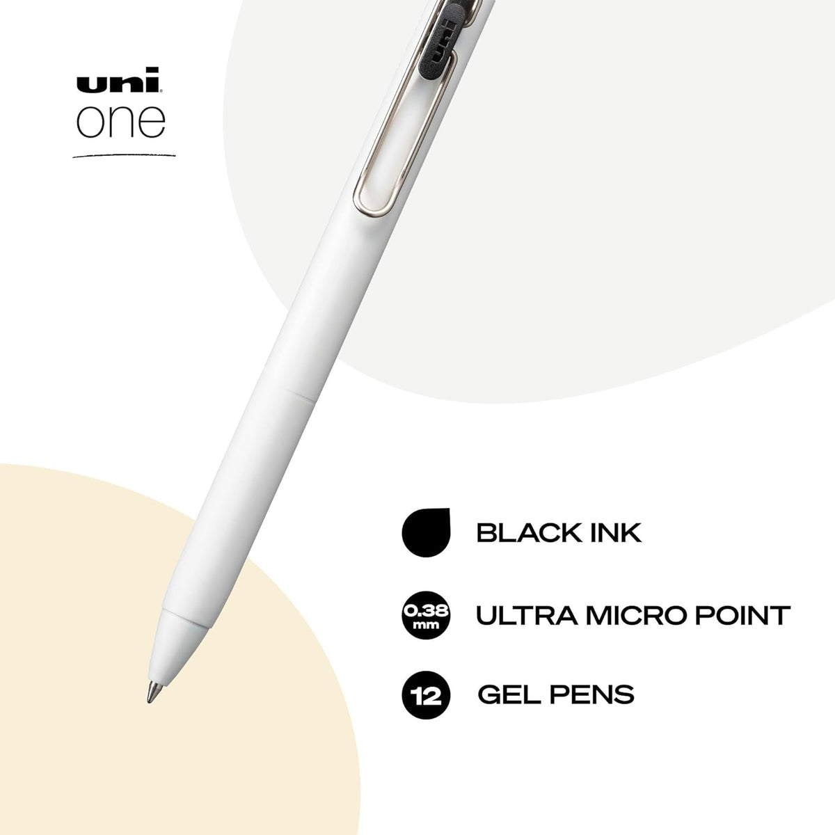 uni-ball One Retractable Gel Pens, 0.38mm Ultra Micro, Black, 12 Count - view 2