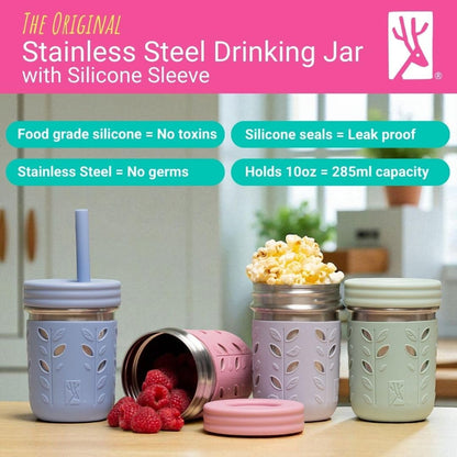 Elk and Friends 10 oz Steel Kids Mason Jars with Sleeves, 4 Pack - view 2
