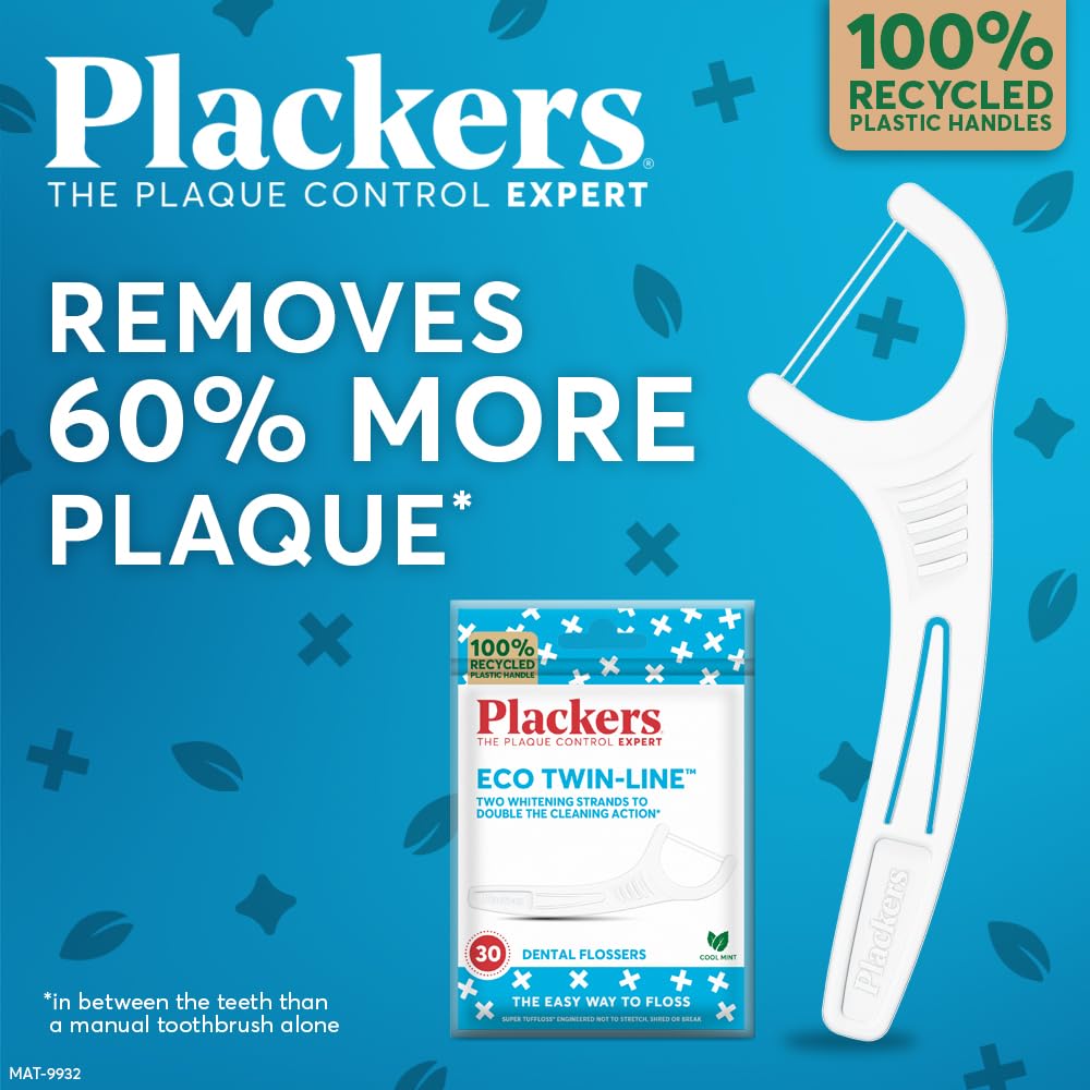Plackers Eco Twin-Line Floss Picks with Folding Toothpick, 30 Count — alternate product view