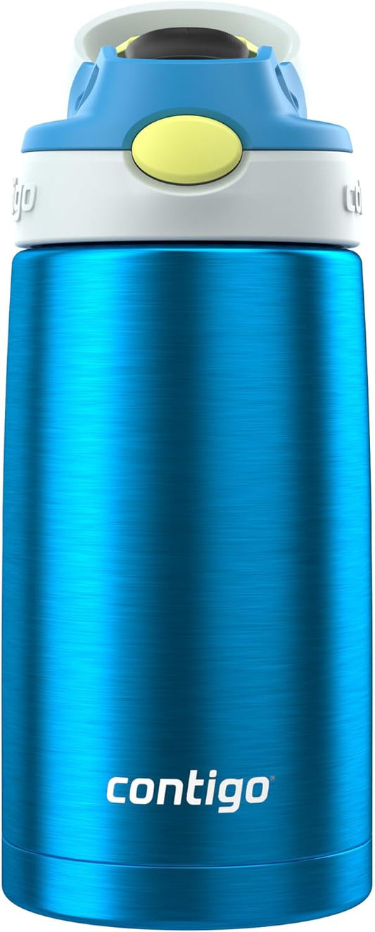 Contigo Autospout Kids Water Bottle with Straw, 13 oz, Blue Poppy/Glacier