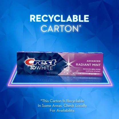 Crest 3D White Radiant Mint Whitening Toothpaste, Pack of 3 (323 g) - view 5