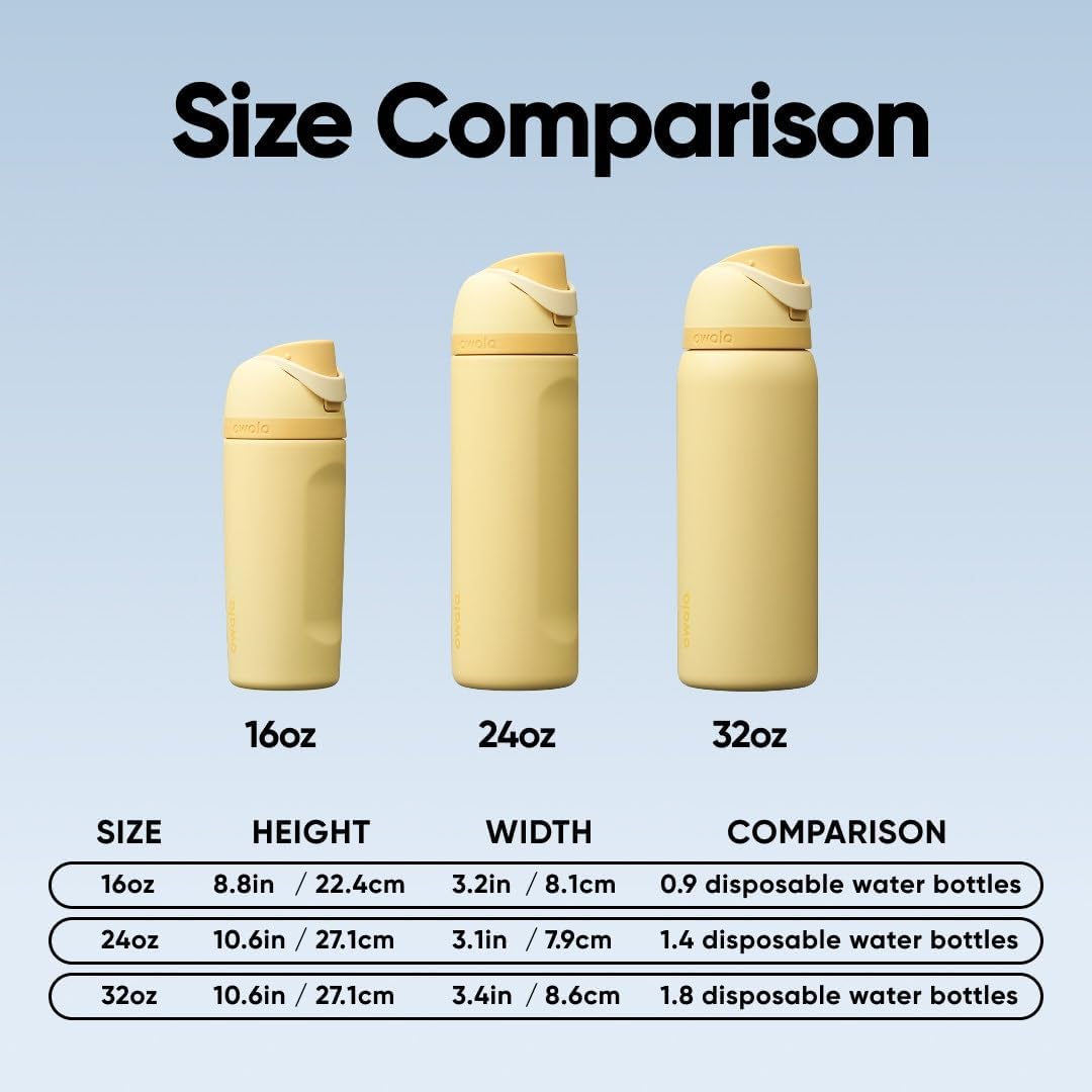 Owala FreeSip Kids Stainless Steel Water Bottle 16 oz, Butter Half - view 5