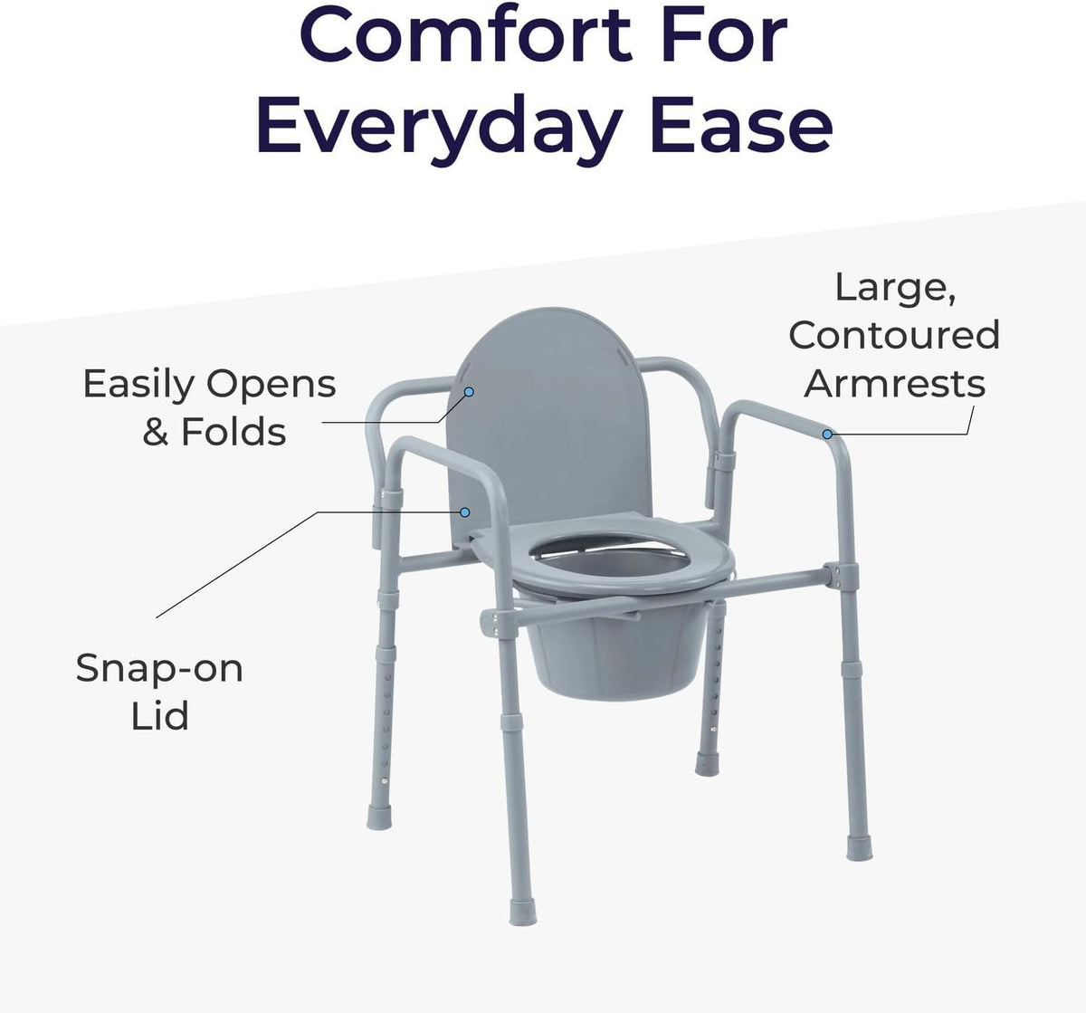 Drive Medical Folding Bedside Commode, Adjustable Height, 350 lb - view 4
