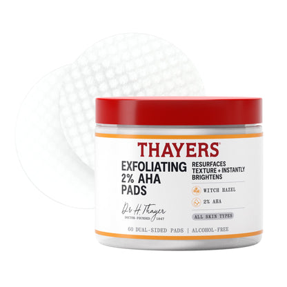 Thayers Exfoliating 2% AHA Toner Pads with Witch Hazel, 60 Count