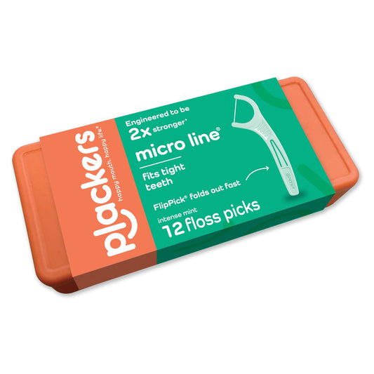 Plackers Micro Mint Floss Picks with Travel Case, 12 Count