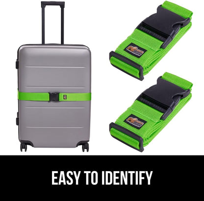 Gorilla Grip Heavy Duty Luggage Straps, 2 Pack, Green - view 3