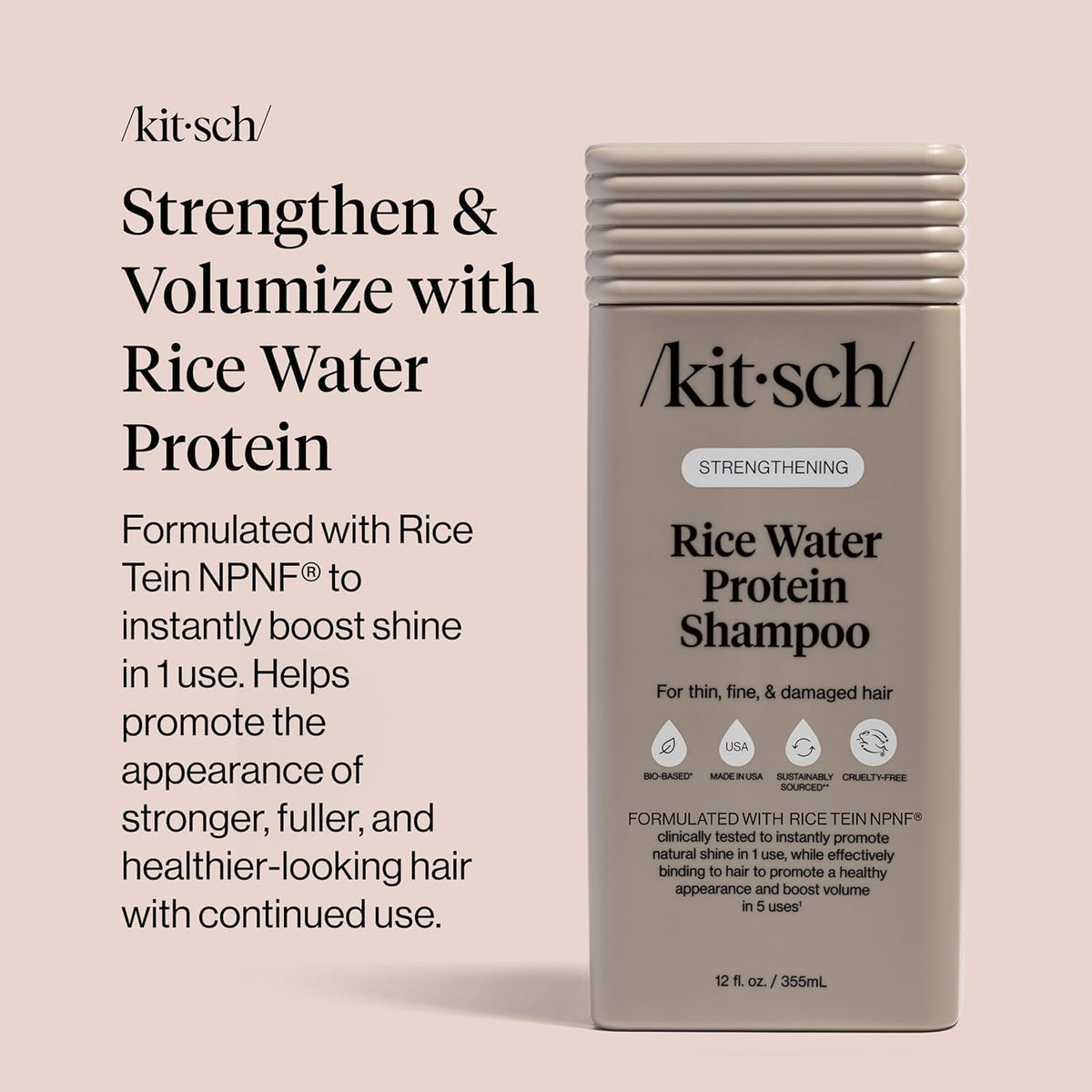 Kitsch Rice Water Protein Strengthening Shampoo 12 oz - view 5