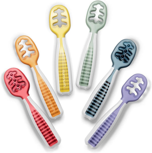 NumNum Pre-Spoon Baby Spoons for 6 Months+, 6-Pack Rainbow