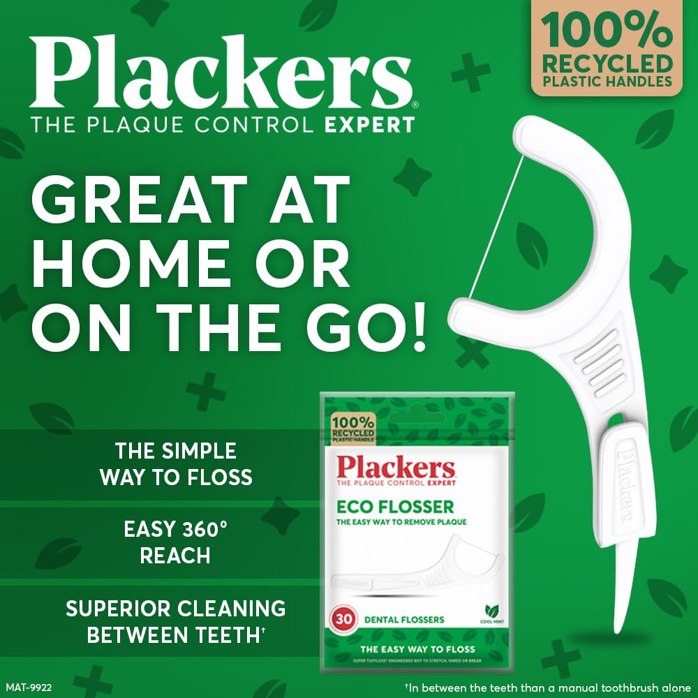 Plackers Eco Floss Picks with Folding Toothpick, Cool Mint, 30 Count - view 3
