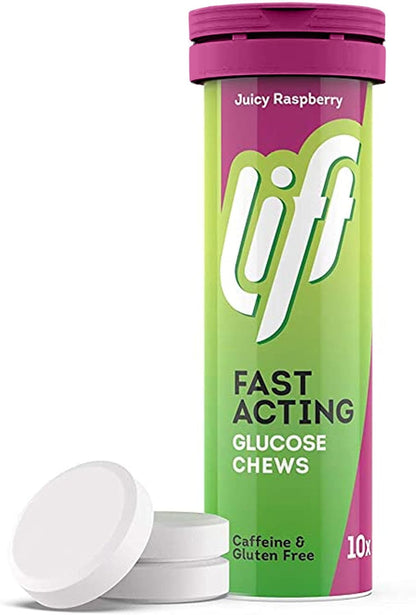 Lift Glucose Chewable Tablets, Raspberry, 10 Count, Pack of 12