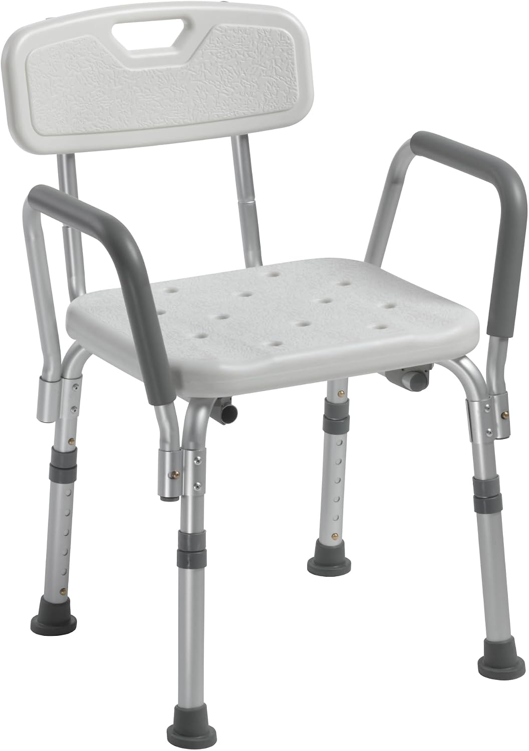 Drive Medical Premium Shower Chair with Back and Padded Arms, White — product view