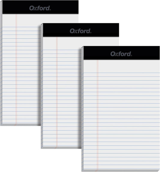 Oxford 5 x 8 Inch Legal Pads, Pack of 3, 50 Sheets Each