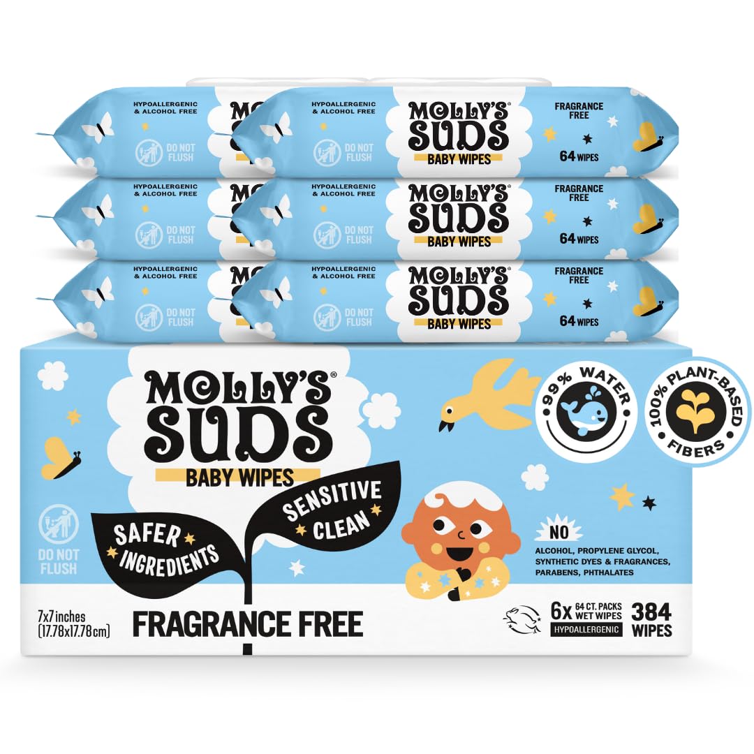 Molly's Suds Sensitive Clean Baby Wipes, Fragrance Free, 384 Wipes — product view