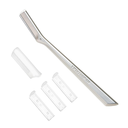 Tweezerman Stainless Steel Facial Razor with 3 Replacement Blades