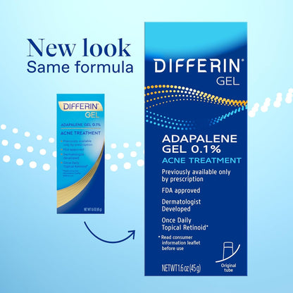 Differin Adapalene Gel 0.1%, Once-Daily Topical Retinoid Acne Treatment 45g