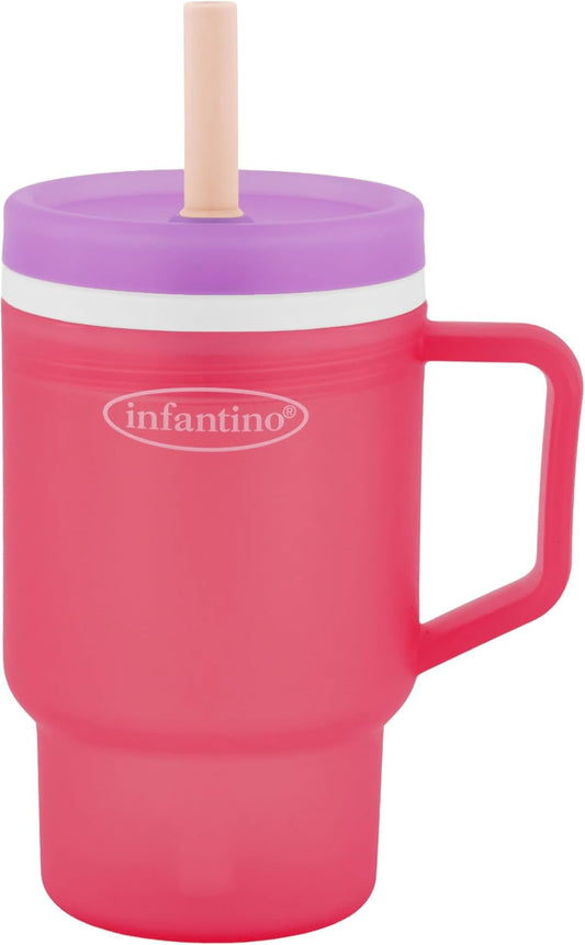 Infantino My 1st Tumbler Sippy Cup with Straw and Handle, 10 oz, Hibiscus