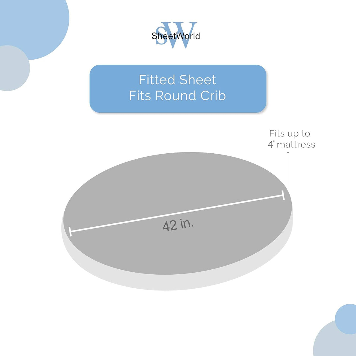SheetWorld Round Cot Sheet, Solid White Jersey Knit, 42 x 42 in — alternate product view