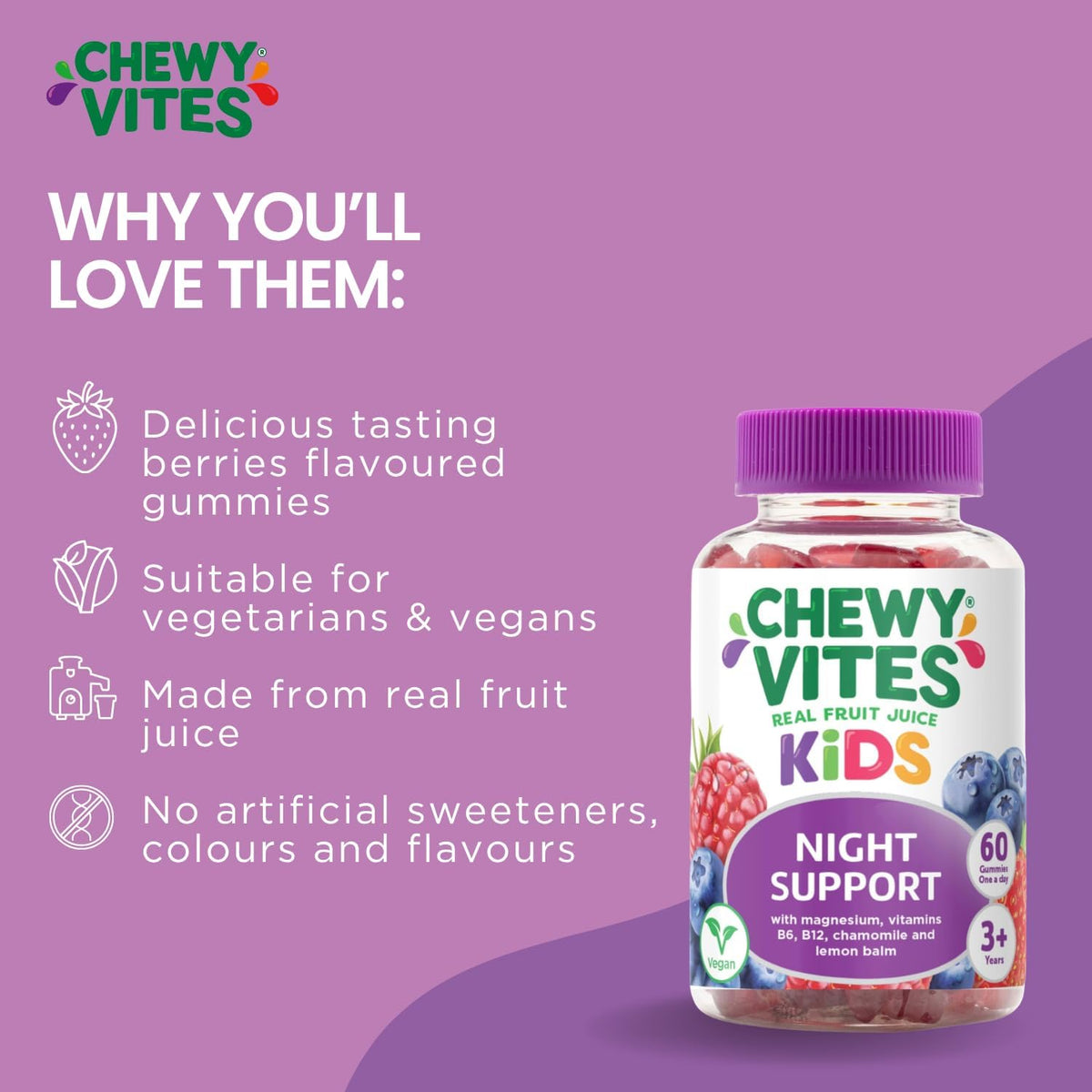 Chewy Vites Kids Night Support Gummies with Magnesium, 60 Count - view 6