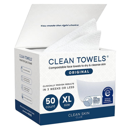 Clean Skin Club Clean Towels XL Disposable Face Towels, 50 Count