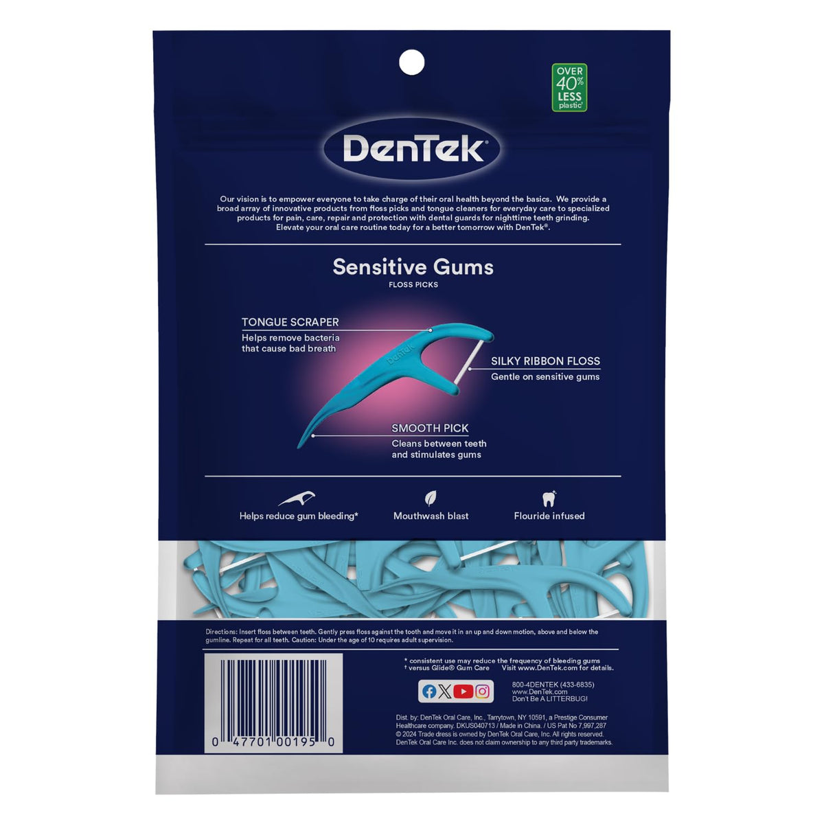 DenTek Comfort Clean Sensitive Gums Floss Picks, 150 Count — alternate product view
